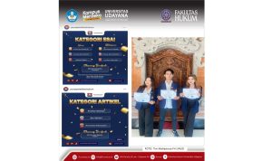 Tim Mahasiswa FH Unud Raih Juara 2 Kategori Esai dan Juara Terfavorit Kategori Artikel Tingkat Nasional