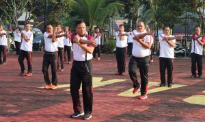 Jaga Kebugaran Personil, Polres Lebak Adakan Giat Senam Bersama