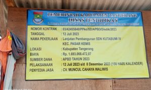 Proyek Pembangunan SDN Kutabumi IV Diduga Abaikan K3