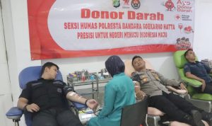 Dikantor PMI Kota Tangerang, Seksi Humas Polresta Bandara Soekarno Hatta Gelar Bakti Kesehatan Donor Darah