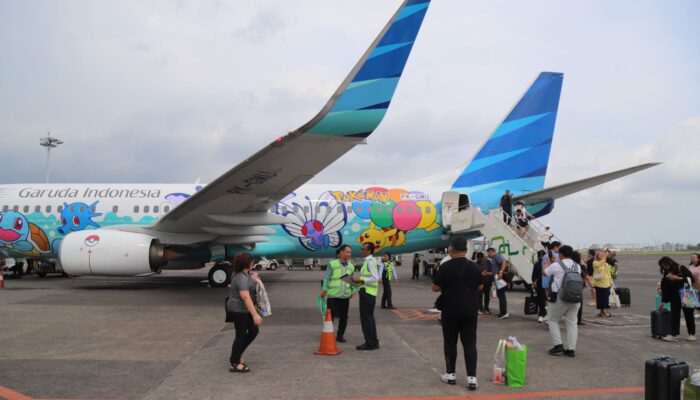 Garuda Indonesia Bernuansa Pokemon Mendarat Perdana di Bandara Ngurah Rai