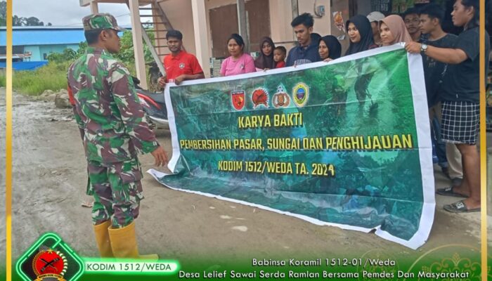 Babinsa Koramil 1512-01/Weda Bersama Pemdes dan Masyarakat Lelilef Sawai Giat Jumat Bersih